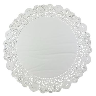 Imagem de Pacote com 50 folhas redondas de papel branco Doilies à prova de graxa, papel de renda à prova de graxa, 20,32 cm, Branco, 16"Inch