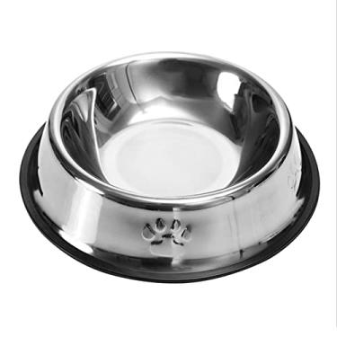 Imagem de 1 Peça de Tigelas Universais para Alimentação Pets Cães e Gatos Aço Inoxidável Práticas Antiderrapantes