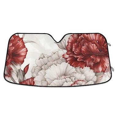 Imagem de Viseira de sol floral em aquarela cravos para para-brisas de carro, capa de para-brisa, acessórios de verão para carro