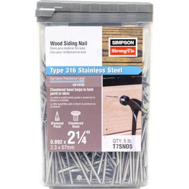 Imagem de Pregos de tapume Simpson Strong Tie T7SND5 7D cedro e sequoia de 2-1/4 polegadas e calibre 13, aço inoxidável 316, 5 kg, 1075 peças
