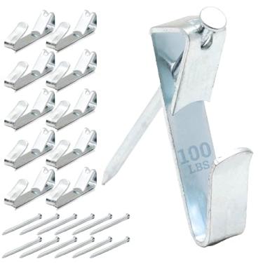 Imagem de PHS Cabides de quadro de 45 kg para drywall - Ganchos resistentes para pendurar espelhos e quadros com pregos - Kit profissional de ferragens de moldura para arte de parede - pacote com 25