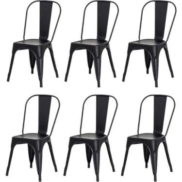 Imagem de Kit 6 Cadeiras Tolix Iron Design Preto Fosco Aço Industrial - UNIVERSA