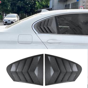 Imagem de XITER 2 peças ABS Fibra de Carbono Estilo Corrida ABS Persianas de Janela Lateral Traseira Cobertura para BMW Série 5 2011 2012 2013 2014 2015 2016 F10 Sedan (Fibra de Carbono Preto)