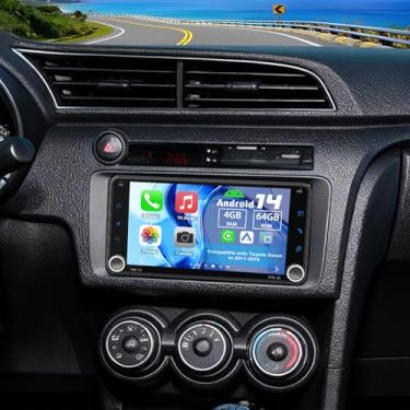 Imagem de Slakerbe Rádio estéreo Android 14 Double Din para Toyota Scion TC 2011-2016, 4G + 64G tela sensível ao toque de 7 polegadas sem fio Carplay Android Auto GPS WiFi Bluetooth RDS DSP SWC Mirrorlink Mic