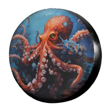 Imagem de Delerain Capa de pneu sobressalente de polvo em coral para trailer, caminhões SUV e muitos veículos, capas de roda protetor solar à prova d'água (38 cm para diâmetro 68.6 cm-73.7 cm)