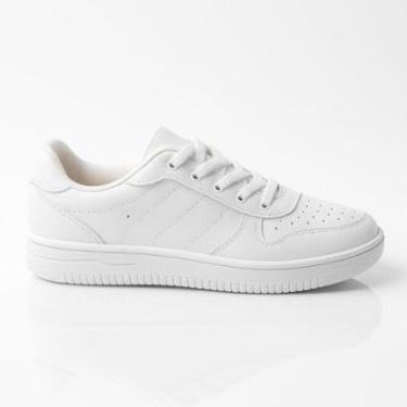 Imagem de Tênis Feminino Moda Fitness Casual Branco Liso Dia a Dia-Feminino