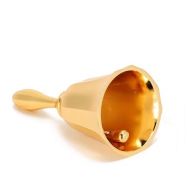 Imagem de AUNMAS Sino de Mão para Bar Criativo, Sino de Jantar Em Liga de Zinco para Serviço de Restaurante de Hotel de Casamento, Som Alto e Claro para Sala de Aula, Meditação Tibetana, Igreja, Escola, (Ouro)