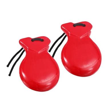Imagem de menolana 2 peças castanholas espanholas de madeira instrumentos de percussão educativos com cordas para apresentações de músicas folclóricas aulas de música, Vermelho