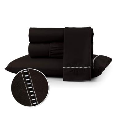 Imagem de Conjuntos de Roupas de Cama 400 fios Casal Queen Box com elástico Extra macio suave Berço Solteiro e King(TABACO,SOLTEIRO)