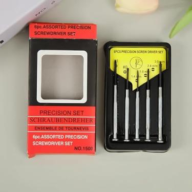 Imagem de Conjunto de 5 peças de chave de fenda de precisão com alça serrilhada, estojo compacto para computador, celular, tablet, relógio, manutenção, prata