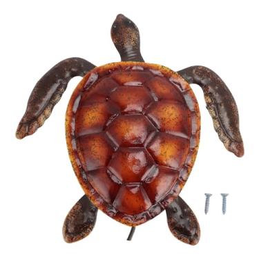 Imagem de CUOFYUNL Decoração de parede de tartaruga, vívida, realista, à prova de ferrugem, metal, estátua de animal marinho, decoração para festa, pátio, casa, aquário (Vermelha)