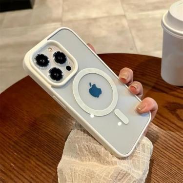 Imagem de Capa magnética transparente preta para iPhone 16 15 14 Plus 13 12 11 Pro Max com carregamento sem fio e proteção rígida de acrílico