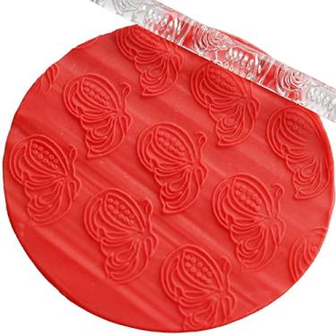Imagem de GLOGLOW Rolo Com 28 Padrões, Material Compatível Com FDA, Aderência Confortável, 16 X 1 Cm, Leve para Massa e Pastelaria Rolo de Acrílico Nan (52010 borboleta)
