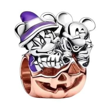 Imagem de Colar De Cadeia De Segurança Mickey Minnie De 45cm Em Prata 925 Para M