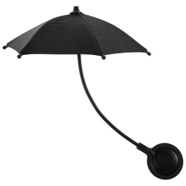 Imagem de Guarda-chuva magnético para telefone, guarda-sol ajustável universal com anel de telefone giratório e design dobrável para praia, piscina, exterior, passeios ao sol (preto)