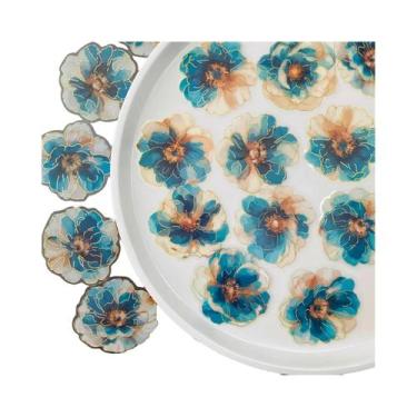 Imagem de Adesivos Florais Em Aquarela Com Folha Dourada 20pcs PET Para Scrapboo