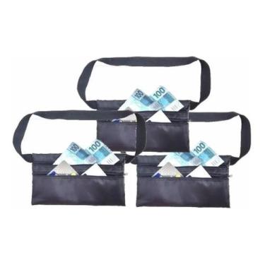 Imagem de 3 Pochetes Porta Dolar Doleira Money Belt Anti-furto Preto - Nacional