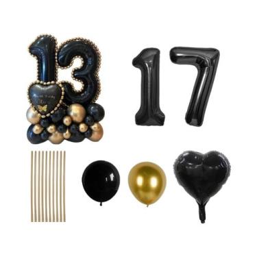 Imagem de Conjunto De Balões De Alumínio Em Forma De Coração Preto Para Decoraçã