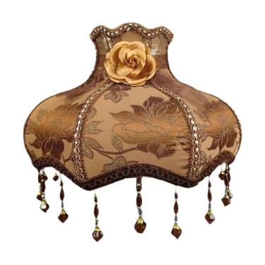 Imagem de IEUDNS Abajur com Franjas, Capa para Luminária de Chão com Base E27, Cúpula de Renda com Contas, Estilo Vintage, Ideal para Cafés, Casa E Sala de Jantar, Marrom