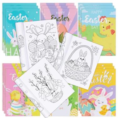 Imagem de 12 livros de colorir de coelho da Páscoa, 6 estilos coloridos fofos coelhinho de ovo pintinho mini folhetos coloridos Páscoa jogos de animais atividade primavera lembrancinhas de cesta presente para