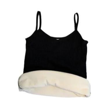 Imagem de Top Térmico Sem Mangas Em Veludo Fino Com Decote Em V Para Mulheres, L