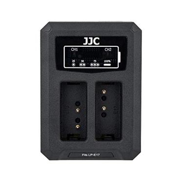 Imagem de JJC Carregador de bateria LP-E17 USB com compartimento duplo para câmeras Canon EOS R100 R8 R50 R10 RP M6 Mark II M6 M5 M3 77D EOS Rebel T8i T7i T6s T6i SL3 SL2