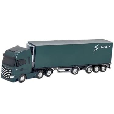 Imagem de Caminhão Grande 53cm Baú Iveco S-Way Com Rodas Livres - Brinquedo Infa