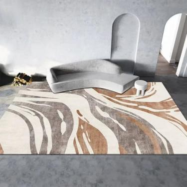 Imagem de Tapete decorativo abstrato para sala de estar, decoração simples, tapete para quarto, antiderrapante, fácil de limpar, tapete para mesa de centro (180x280cm 71x110in/Sem fiapos)