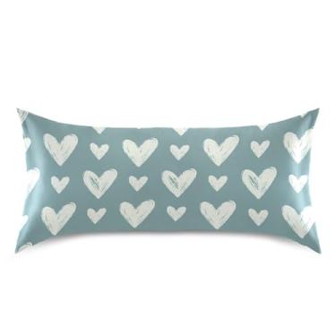 Imagem de Wassud Fronha de cetim de coração branco creme para cabelo e pele fronhas de seda lisa king size respiráveis com fecho de envelope