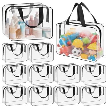 Imagem de Pacote com 12/18 sacos grandes de armazenamento de brinquedos, bolsas organizadoras de brinquedos de PVC transparente com zíper, bolsa organizadora à prova d'água, bolsa de viagem reutilizável para