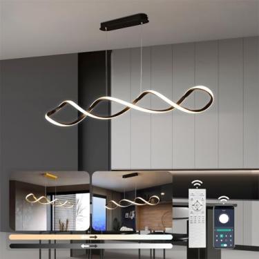 Imagem de Luminária pendente LED espiral criativa para teto, ideal para mesa de jantar, ilha de cozinha, sala de jantar, com intensidade regulável e controle remoto. Lustre moderno para escritório, co