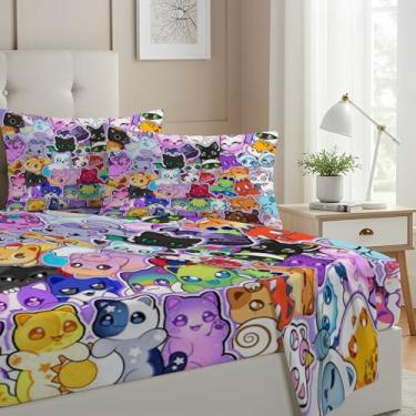 Imagem de Allenjoy Jogo de lençol solteiro, princesa, pixel, jogador, com bolsos profundos, até 40,6 cm, decoração de quarto com 1 fronha SC00287-009