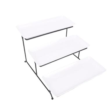 Imagem de Sunydog Bandeja Moderna de 3 Camadas Com Suporte Dobrável Em Ferro, Espaço Suficiente para Aperitivos e Sobremesas, Ideal para Decoração de Mesa Jantar ou Festa Casamento