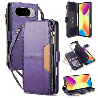 Imagem de Neiye Capa carteira para Google Pixel 10/10 Pro com porta-cartões fashion couro PU fecho magnético fecho de correr capa protetora para celular Google Pixel 10/10 Pro (16 cm - roxo)