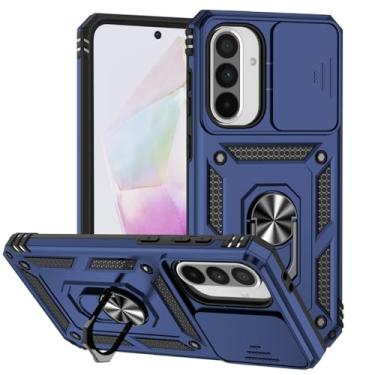 Imagem de Tothedu Capa para Galaxy A36 5G Capa/Galaxy A56 com capa deslizante para câmera, anel giratório de 360° integrado com suporte magnético à prova de choque para Samsung Galaxy A36 5G azul