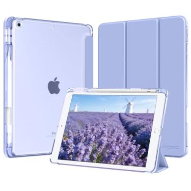 Imagem de MoKo Capa protetora inteligente para iPad 9ª/8ª/7ª geração, 2021/2020/2019 de 2021/2020/2019, fina e leve com três dobras para iPad 10.2 com capa traseira translúcida de policarbonato rígido, roxo
