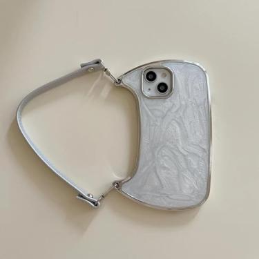 Imagem de HTVJFX Para iPhone 14 Plus (6,7") Bolsa galvanizada com alça de mão Capa de telefone macia à prova de choque (para iPhone 14 Plus (6,7")/2)