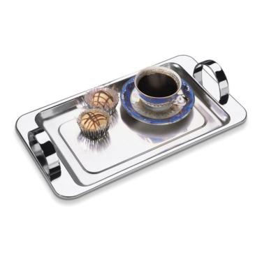 Imagem de Bandeja Para Cafezinho 17 x 30 Cm Com Alça Inox