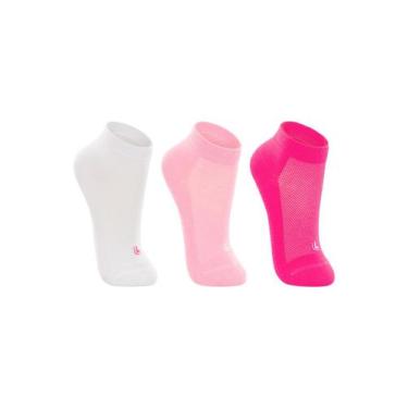Imagem de Kit 3 Pares de Meias Infantil Cano Curto Lupo 2725-089, Rosa, 30/36
