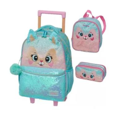 Imagem de Kit Mochila Rodinhas + Lancheira + Estojo Pack Me Fox Pacific