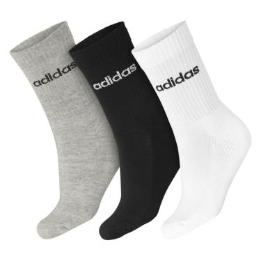 Imagem de Meia Adidas C Lin Crew - Pack com 3 Pares - Cinza Preto e Branco-G