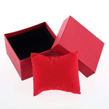 Imagem de HONGFEISHANGMAO Organizador de relógio conjunto de 2 peças pulseira relógio joias caixa de presente de papelão, suporte de relógio com almofada de espuma para pulseira organizador de armazenamento de