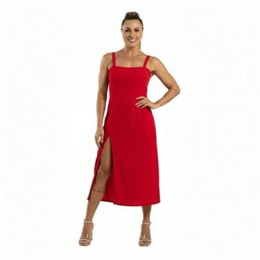Imagem de Vestido Midi Moda Evangélica Com Fenda Discreta E Lastex - NoBrand, Ve