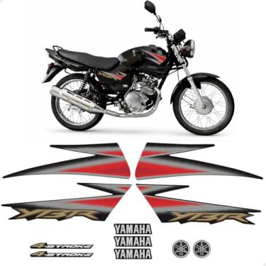 Imagem de SPORTINOX, Kit Adesivos Para Yamaha Ybr 125 2005 Moto Preta + Emblemas