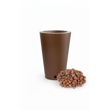 Imagem de Vaso Petra Conico C/Prato + Argila Expandida Cor:Areia - Nutriplan, Fe