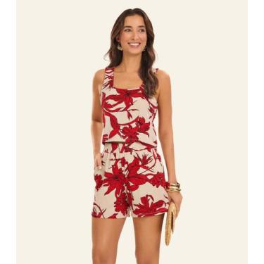 Imagem de Conjunto Regata com Shorts Feminino Rovitex Vermelho, M, Vermelho