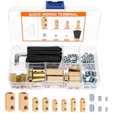Imagem de 35 peças 2, 4, 6, 8, 10, 12AWG conector de fiação rápida conector de circuito terminal com 70 parafusos 35 tubo termorretrátil e 3 chaves para eletrodomésticos e indústria de energia (35, bronze)