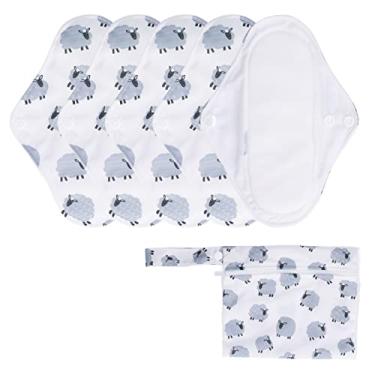 Imagem de Absorvente menstrual lavável Absorvente higiênico reutilizável Premium confortável respirável forte absorção de água para mulheres uso diurno e noturno tecido reciclado 5 unidades (Tipo 2)