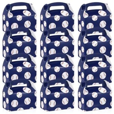 Imagem de Marspark 12 peças de lembrancinhas de festa de beisebol, caixas de petisco, doces, salgadinhos, com alças, sacos de papelão, caixa de presente a granel para artigos de festa de aniversário com tema