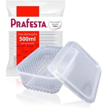 Imagem de 24 Potes Marmita Descartável 500 ml PRAFESTA com Tampa para Congelamento e Aquecimento